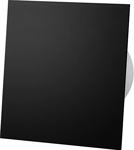 F.H. ANA Design Badlüfter Wandlüfter Deckenlüfter mit Feuchtesensor + Nachlauf Ø 100 mm Rückschlagklappe Dekorative Frontplatte Kugellager Leise (Durchmesser: Ø 100 mm, Plexi - Schwarz Matt)