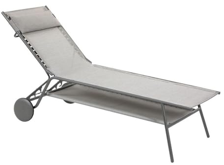 Lafuma MOBILIER - Hohe Sonnenliege/Gartenliege - Miami II - Batyline® Duo - Grau Galet LFM5172_9714-5 Jahre Garantie