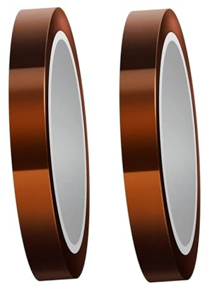 ZHjuju Ruban Kapton,2 rouleau Ruban Adhésif Haute Température Résistant à La Chaleur,pour imprimante 3D, masquage élevé, soudure, revêtement en poudre, sublimation et cartes de circuits isolants