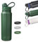 Botella Termica y Termo Agua Fria, Botella Agua Acero Inoxidable,Botellas de Agua de Fugas-500 ML/800 ML con Pajita, 3 Bandas de Silicona Intercambiables, Cantimplora Sin BPA para Viajes (800 ML)