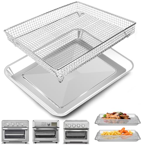 Air Fryer Basket Replacement, 2 Pieces Set 12.2''x11'' Food Grade Steel Air Fryer Replacement Tray Mesh Grill Roasting Rack Accessories for Convection Oven Air Fryer, Dishwasher Safe