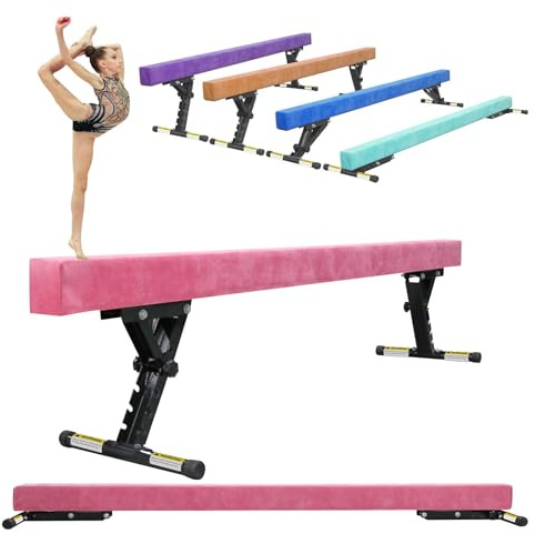 SportBob Schwebebalken Kinder Klappbar 244cm, 5 Höhen Einstellbar, Hohe und Niedrige Ebene, Balken Turnen Balancierbalken für Zuhause Outdoor Indoor Training, Gymnastikbalken Trainingsgeräte mit Bein