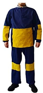 Hochleistungsschweißjacke Schweißkleidung Leinwand Schweißanzug for Männer Jacke Hosen Arbeitskleidung Uniformes Schutzkleid Hitzebeständiger Schweißmantel (Color : Blue, Size : One Size)