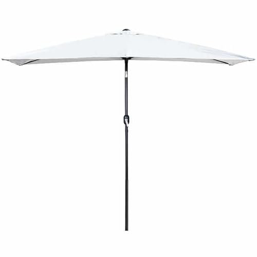 WANGCEPLSD Halber Sonnenschirm, Halbrunder Outdoor-Marktgarten-Sonnenschirm, Terrassen-Tischschirm mit Kurbel für Wandbalkon(Color:White)