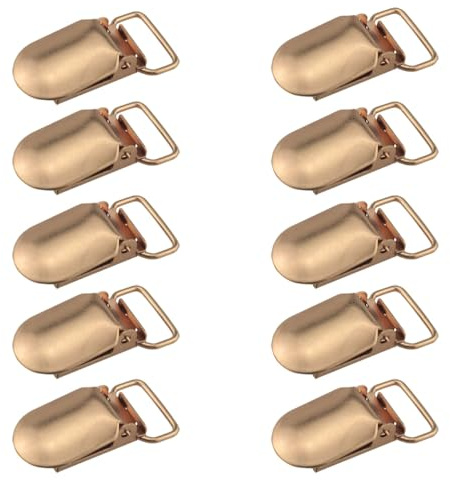 Ruiwaer 10 Stück goldene Hosenträger-Clips aus Eisen, goldene Halter, Stoff-Clips, bronzefarbene Clips, Verschlüsse, Entenschnabel-Clips für Overalls, Hosenträger und Hosen