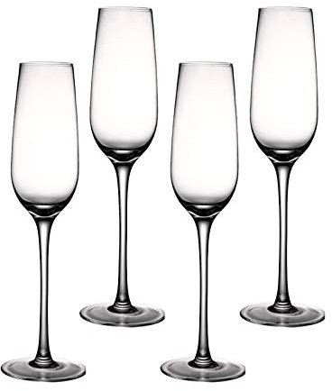 RUNZE765Z Champagnerkelche Champagnerflöten (4 Stück) 270 ml – hohes, klares, klassisches und nahtloses Turmdesign, hochwertiges Sekt-Stielglas-Set. Schaumweingläser