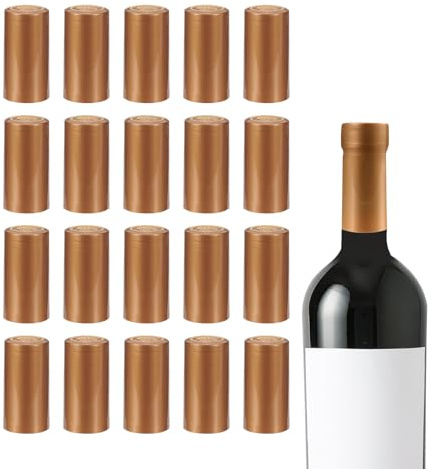 QUARKZMAN 150pcs PVC Thermorétractable Capsules Alcool Bouteille Scellant Alcool Rétractable Emballage Bouchons pour Alcool Bouteilles Verre, Alcool Caves, Maison, 30x60mm, Or