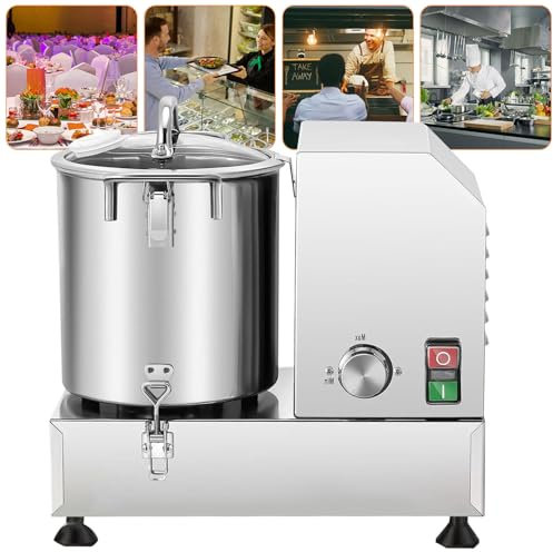 moupeaktain Hachoir à Légumes Commercial 9L, Robot Culinaire en Acier Inoxydable 3700rpm, 1800W Coupe-Légumes électrique Amovible, Bouton De Commande Réglable