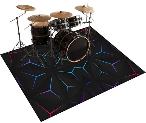 Qesjodfu Schlagzeugteppich 140 x 120 cm Drum-Teppich Schallschutz Teppich Schallschutzmatte rutschfeste Trommelmatte für Drum Schlagzeug Elektronisch Snare Teppich Snare Drum Rug Schalldicht Teppiche
