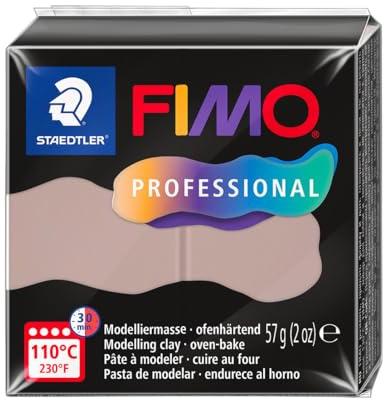 STAEDTLER 8040-87 ST, modelleringsmassa Fimo Prof 57 g taupe, standard | Ugnhärdande, fast konsistens för filigran arbete, okrossbar – proffs – artikelnr. 8040-87