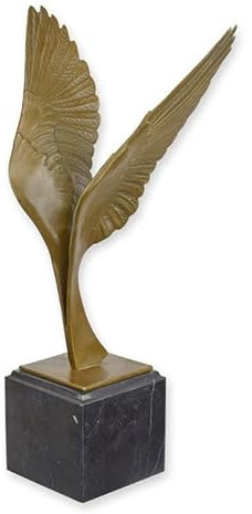 Moritz Escultura de bronce alas en movimiento 34 cm | Diseño artístico sobre base de mármol | Peso 2,54 kg | Decoración elegante para coleccionistas y amantes del arte