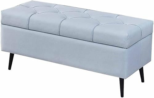 PUFAHAU Poggiapiedi, Poggiapiedi Pieghevole antincendio con Contenitore, Impermeabile, in Tessuto Tecnico, con Seduta ad Alto Rimbalzo, per Camera da Letto, Sgabello con Piedini (Blue-80cm/31.5in)