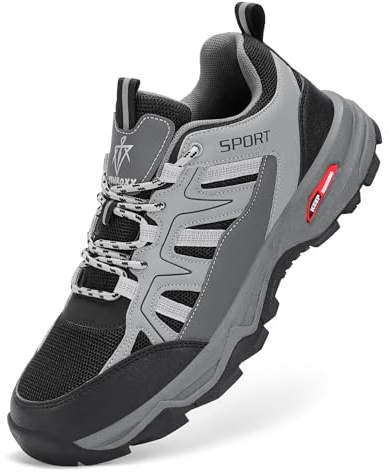 VENROXX Wanderschuhe Herren Atmungsaktiv Trekkingschuhe Leicht & rutschfeste Trailrunning-Schuhe Outdoor Sportschuhe, Grau, 43
