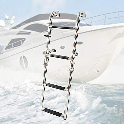4-Stufen-Bootsleiter Marine-Leiter Teleskopleiter Unter Plattform Gleitmontage Boots-Badeleiter Mit Befestigungsschrauben Klappbare Dock-Bootsleitern