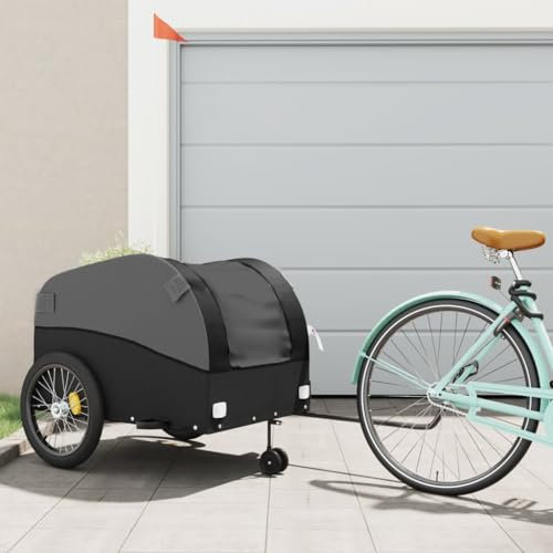 Somanki Fahrradanhänger Schwarz 45 kg Eisen, Fahrrad Anhänger, Lastenanhänger, Handwagen, Fahrrad-lastenanhänger, Lastenfahrrad - 94157