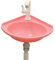 Home Modern Design Bathroom Wash Basin Sink Corner Wall-Mounted Cloakroom Pink Plastic Basin,Bathroom Wash Basin Sink with Faucet Waste Set,for Bathroom and Toilets