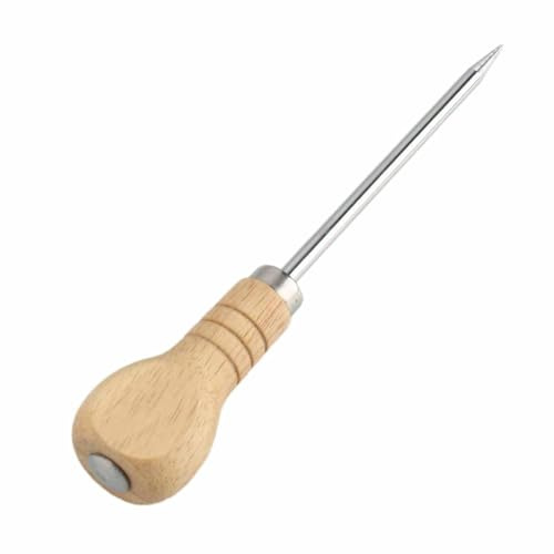 2-Pack 100mm Bradawl Tools with Wooden Handle, Sharp Awl for Woodworking & Leather Craft, Professional Pricker for DIY, Sewing, and Precision Hole Starting