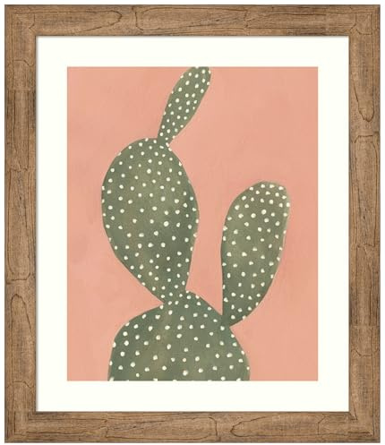 Amanti Art Framed Wall Art Print 28x24 Coral Cacti I by Emma Scarvey, Flowers Wall Art, Modern Contemporary Decor, Medium Poster Painting Artwork for Living Room, Bedroom, Bathroom, Kitchen, Office