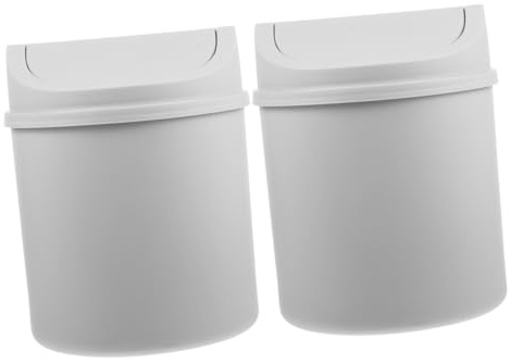 DECHOUS 2 Pezzi Mini cestino da tavolo pattumiera da scrivania bidoncino bagno cestino piccolo con coperchio piccolo bidone cestino dei rifiuti per la casa mini pattumiera in plastica Grey