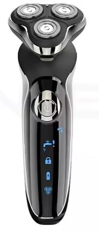 Rasoio Elettrico Barba Con 3D Testine Rotanti IPX7 Impermeabile Uomo Con Display LCD Rasatura a Secco o con Schiuma Precisione Senza Fili