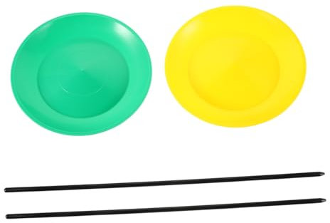 INOOMP Jonglierset Kinder 2 Stück Jonglierteller Mit Stab Zirkusspielzeug Anfänger Geschicklichkeits Spiel Partyvorführung