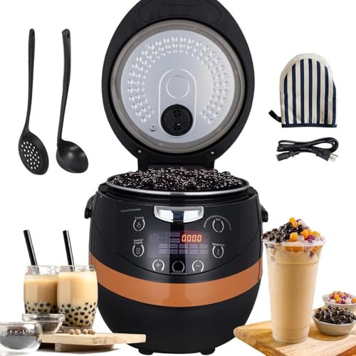 AUTUMFLATGAO Machine à Boba Automatique Commerciale, 8L, pour Perles De Tapioca, écran Tactile, 1350W pour Les Restaurants, Les Desserts Et Les Magasins De Thé Au Lait