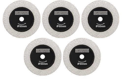 DT-DIATOOL Disco da Taglio per Vetro, 5 Pezzi 50mm Disco Diamantato Vetro Cutting Disco, Diamantati Lama per Smerigliatrice Manuale Per Bottiglie di Vetro, Giada, Cristallo e vino
