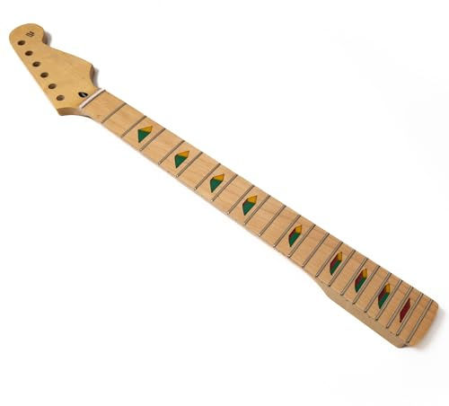 Gitarrenhals aus Ahorn, 22 Bünde, blaues Glanz-Finish, Griffbrett aus Ahorn, 35,6 cm Radius, Knochenmutter, für Fender Strat Style Gitarre