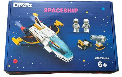 Building Brick Spaceship Set – 208 Piece Construction Toy for Kids – Creative Space Adventure Kit – Ages 6+ - STEM
