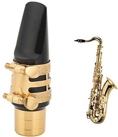 Ejoyous Bec de Saxophone Alto, Bec de Saxophone Ténor avec Capuchon et Ligature pour Alto et Ténor en Métal avec Capuchon en ABS pour Professionnels, Débutants et comme