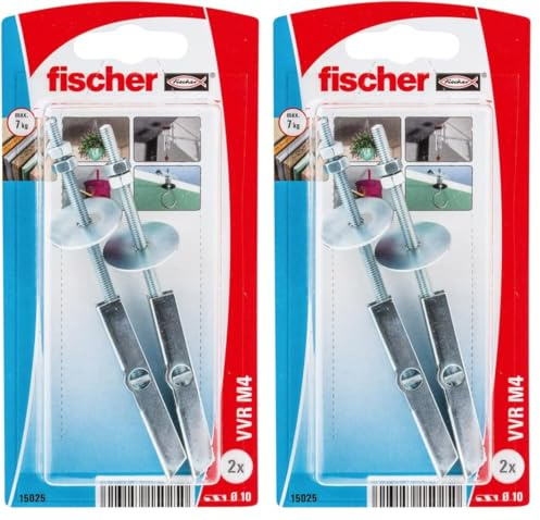 fischer| blister taco vuelco VVR M4 K- Tacos Compatibles con Placas de Yeso PLADUR®, escayola- colgar ventilador techos,lampara de techo. 2 uds. (Paquete de 2)