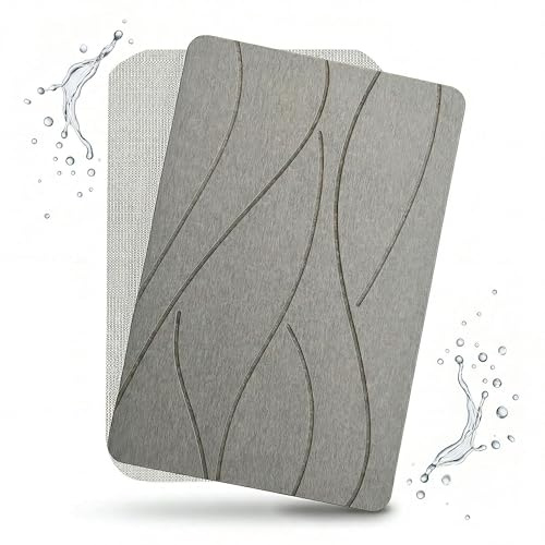 Genérico SOFBON Alfombra diatomita baño 60x40 – Super Absorbente, sin Humedades, sin Olores, Antibacteriana y Antimoho – Acabado Premiun – Alfombrilla diatomita – Gris Claro
