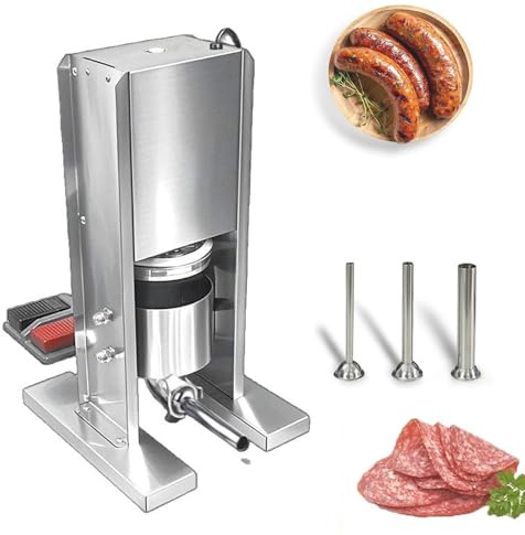 Máquina eléctrica de nudos de salchichas, rellenadora automática de acero inoxidable con control de pedal, incluye 3 tubos de salchicha, ideal para cocinas domésticas y comerciales