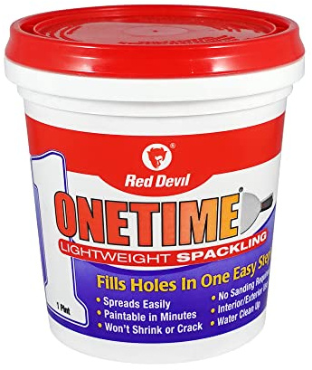 Red Devil 0548 ONETIME Lightweight Spackle Wall Repair, Spackling for Holes Drywall, 1 Pint, White, Made in USA