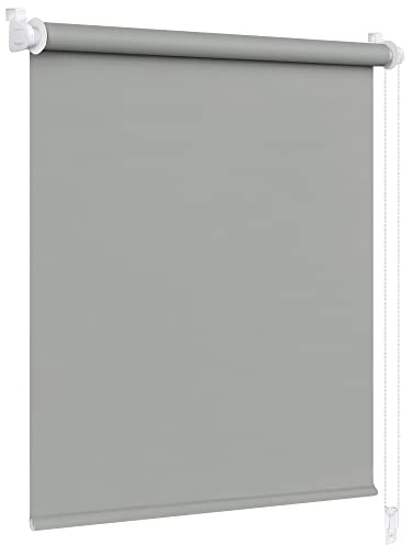 Victoria M. Klemmfix Verdunkelungsrollo ohne Bohren Rollo Seitenzugrollo Verdunkelung für Fenster und Türen, 95 x 230 cm, Grau