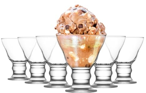 LAV 6X 255ml Orion Eisbecher aus Glas - Klein Mini Küche Fruchtsalat Eisbecher Kleinigkeit Nachtisch Cocktail Pudding Servierbecher Geschirr-Set