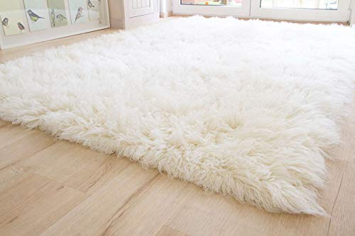 Steffensmeier Flokati 1500 Teppich Natur Kult Shaggy Teppich Hochflor Langflor neu Neuseeland 100% Schurwolle, Größe: 170 cm rund