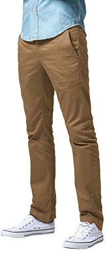 Match Men's Tapered Flat Front Casual Chino Pants (34, Khaki)