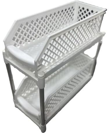 Ideaworks Portable 2 Tier Basket Drawers, White, Alloy, 38 x 18.5 x 36.2 cm