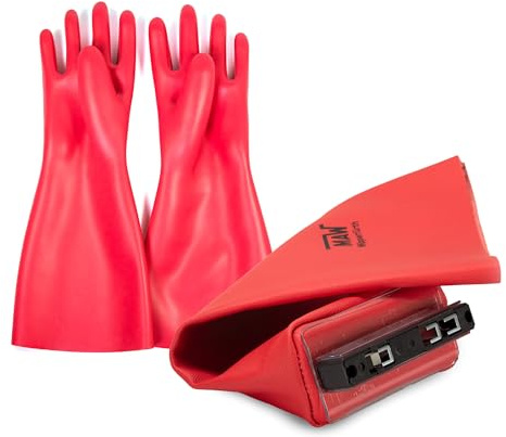 myMAW Bundle VDE Elektriker Handschuh Gr. 10 mit NH Aufsteckgriff Leder Stulpe 00 bis 4