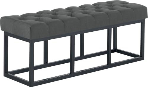 CLP Banco tapizado Amun para recibidor, Banco de Metal Negro con Pintura en Polvo Resistente, para Dormitorio, vestidor y Entrada Color Gris Oscuro Tamaño 120 cm