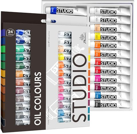 PHOENIX Ölfarben Set, 24x12 ml Profi Künstler Ölfarben hochpigmentiert & lichtecht, Premium Ölmalerei Set für Leinwand & Holz, Perfekt für Anfänger & Profis