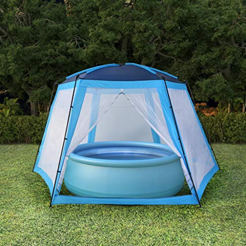 Tidyard Tente de Piscine - Résistante aux UV et à l'eau - Robuste et Durable - Style Moderne - Bleu 590 x 520 x 250 cm