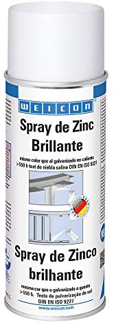 WEICON Spray Zinc brillante | 400 ml | Protección catódica anticorrosiva de larga duración