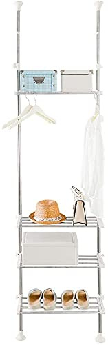 BAOYOUNI Toilettenregal 4 Ebenen Badezimmer Aufbewahrungsregal Platzsparend | Badezimmerregal über Toilette Verstellbare Höhe und Breite Waschmaschinenregal Standregal Metall WC Organizer, Elfenbein