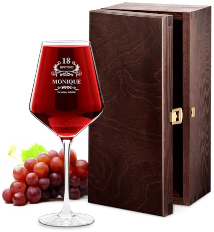 Maverton Verre à Vin en Cristal pour elle, 490 ml | Verre Personnalisé à Vin Rouge et Blanc, Cadeau d’anniversaire pour chaque Femme, Adulte