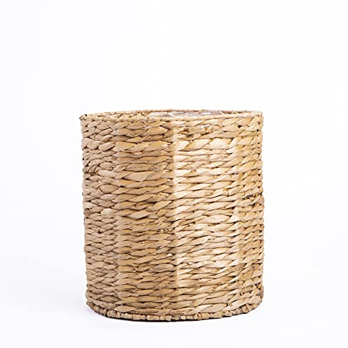 Natural Water Hyacinth Indoor Planter Wicker Flower Basket With Waterproof Liner (Large)