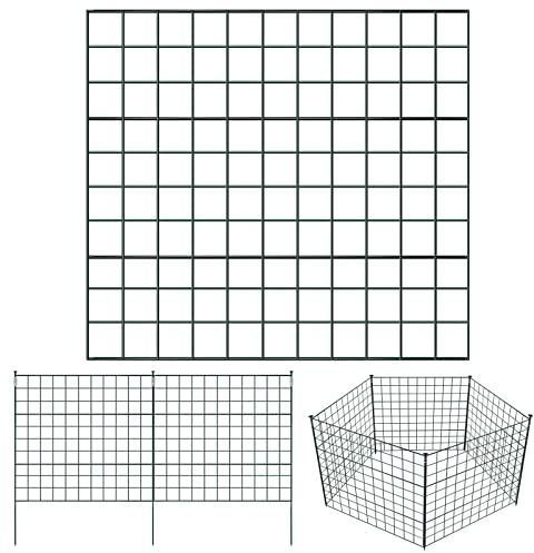 Lospitch Teichzaun Gartenzaun,Zaun Teich 22 tlg 10 Zaunelemente und 12 Befestigungsstäben,Gartenzaun Metall,steckzaun,Freigehege, Teich, Zaun, Gitterzaun,gehege kaninchen (Gerade)