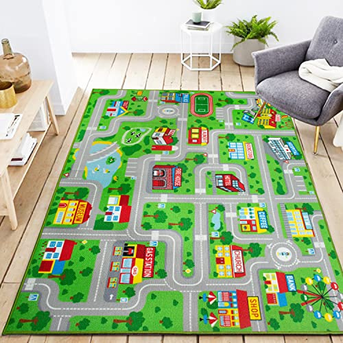 Yincimar Kids Carpet Playmat Car Play Rug City Life Traffic Road Kids Rug 5' x 6'6 Large Children Educational & Game Area Rug for Toddler Boys Bedroom Playroom Classroom