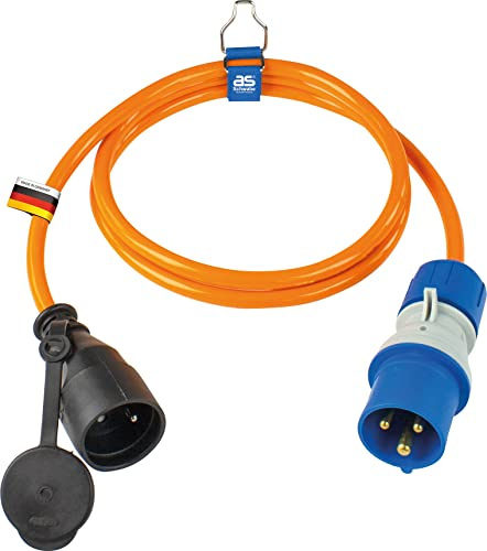 as - Schwabe CEE-Adapterleitung Franzöischer Standard 1,5 m - 862435 | Camping Adapter Frankreich - Verlängerung Typ E - NF-Kupplung - CEE-Stecker mit Spannungsanzeige 230V, 16A, 3-polig, IP44